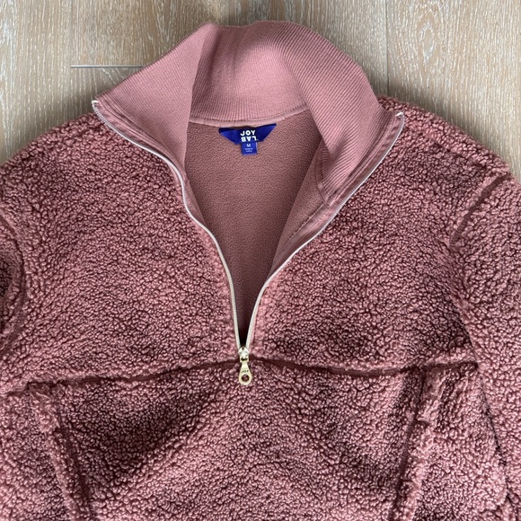 JoyLab Sherpa Mauve Pink Quarter-Zip Fleece Pullover. Size Medium. - Picture 4 of 7